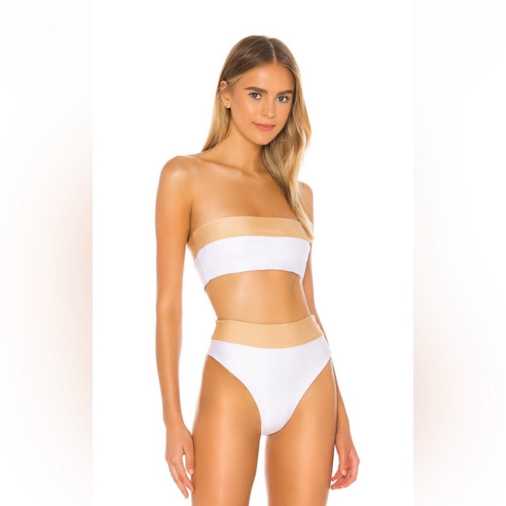LPA Swim | White and Gold Strapless Bikini